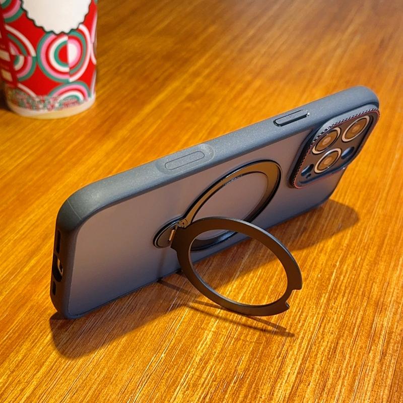 Custodia Magnetica Opaca con Supporto Anello in Metallo per Magsafe iPhone 16 Pro Max 15 15Pro custodia samsung xiaomi