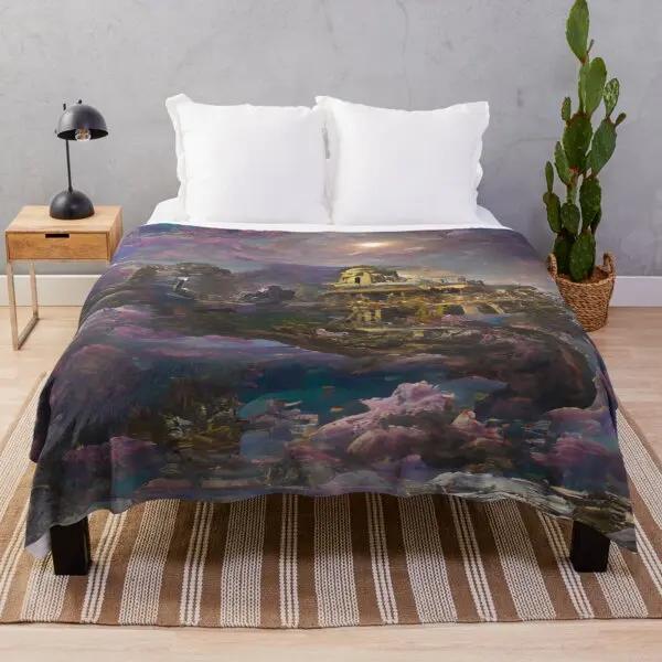 Scenery Flannel Throw Blanket Mountain Cloud Snow Beautiful Landscape Blanket For Boys Girls Gifts King Queen Size Lightweight
