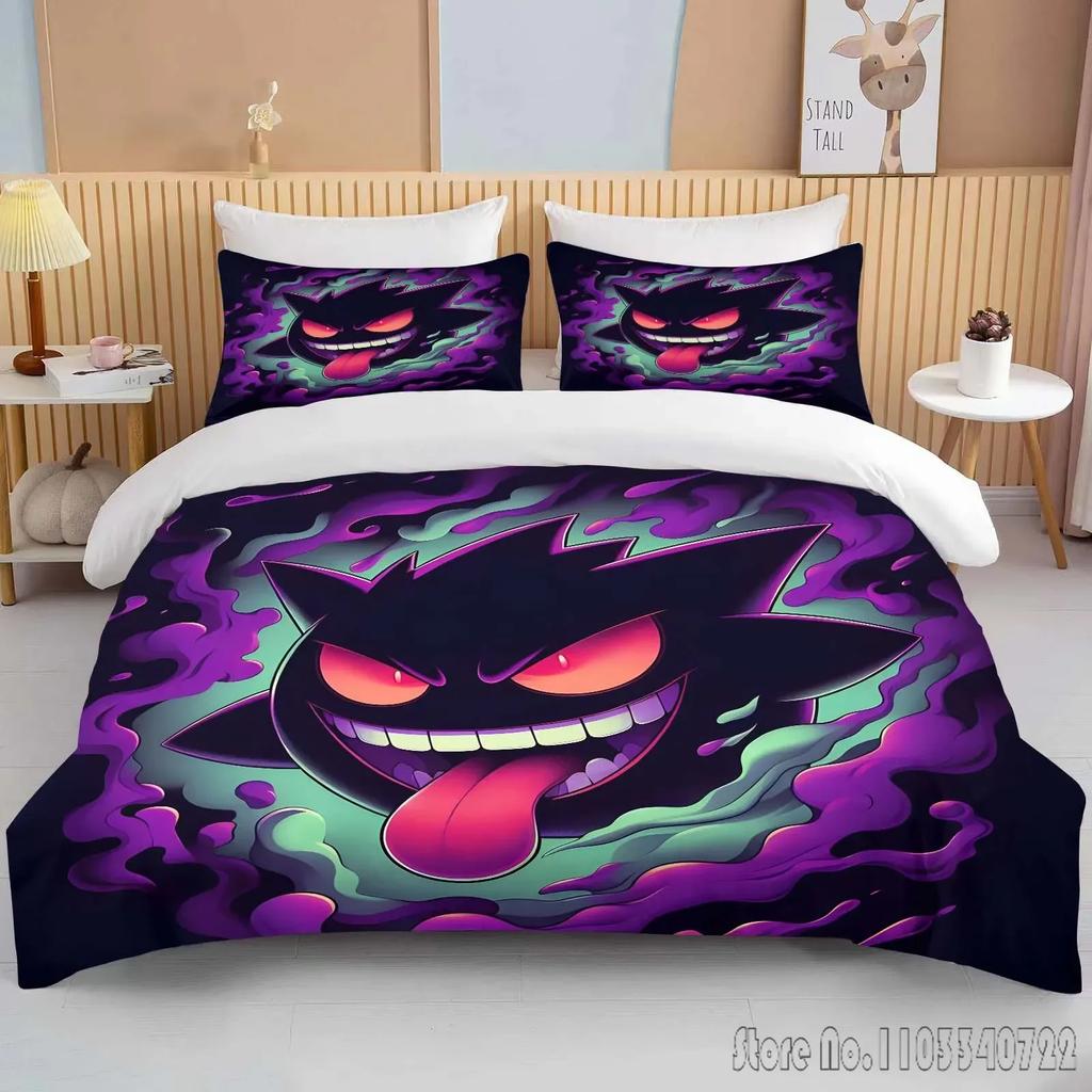 Anime Pokemon Gengar 3D Tištěný Dětský Povlečení Sada Dětské Povlaky na Peřinu Sada Ložní Prádlo Twin Jednolůžko King Děti Dospělí Dárek