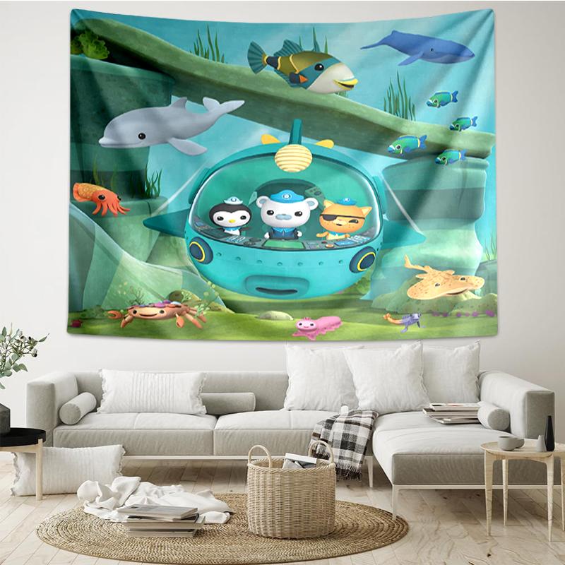 Octonauts Print Tapestry, Backdrop, Easy Setup, Ideal for Bedroom, Office & Living Room, with Aesthetic Wall Hanging Decor.