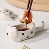 2pcs Ceramic Cat Dish Multi-Functional Sauce Plate & Chopstick Rest
