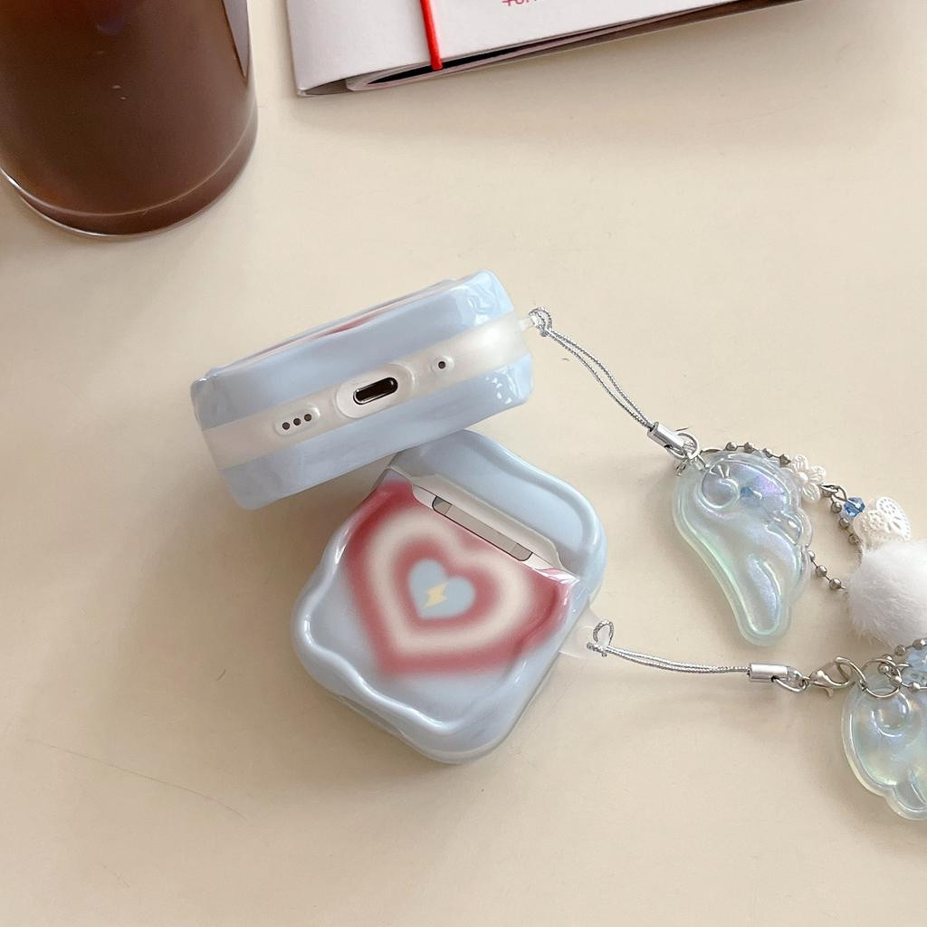 Korean style smudging love pendant for AirPods 1 /1 protective case pro1 wireless bluetooth 1/1 generation earphone case