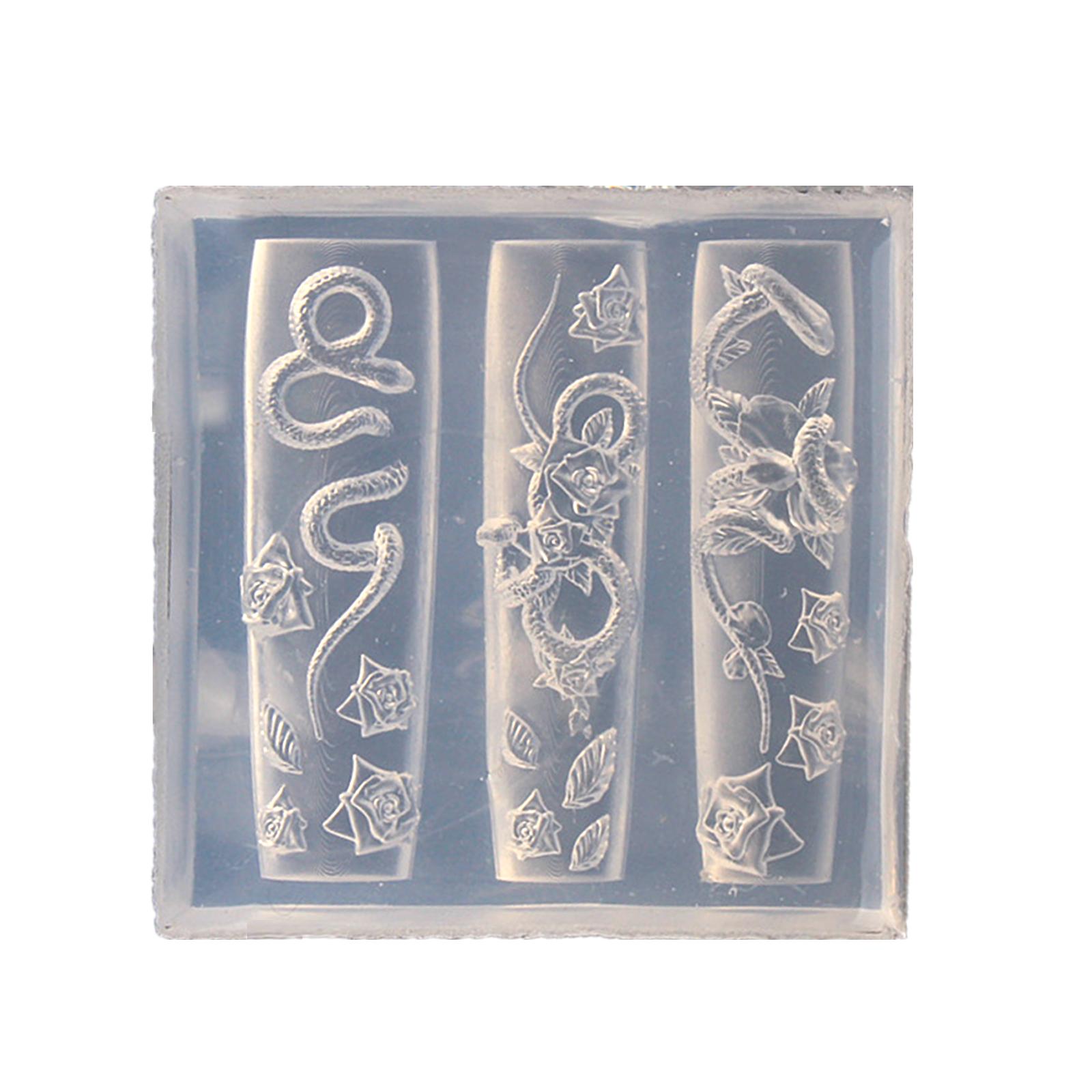 

Прочная форма для тиснения ногтей, силиконовая форма в виде 3D-роз для творческого литья из смолы и проектов по декорированию ногтей T6