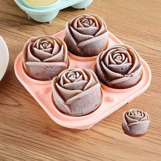 Silicone Ice Cube Mold Rose Shape Ice Ball Tray Slow Melting Whiskey