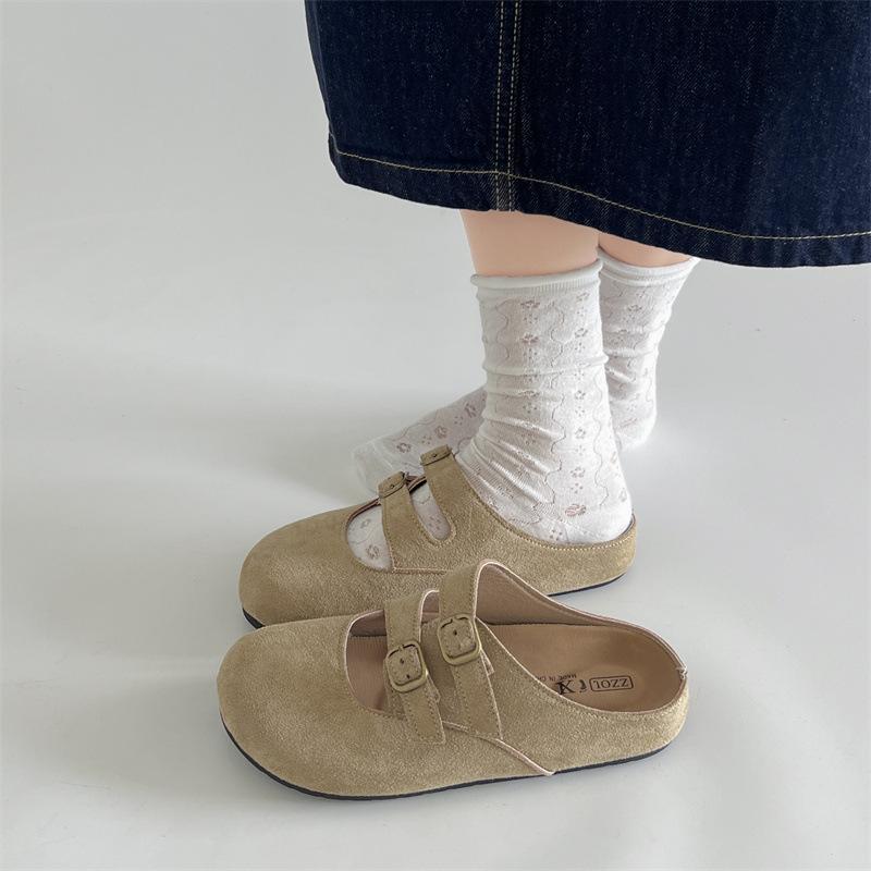 Non-slip flat-bottomed bag head slippers women's summer wear yellow with skirt half-drag Birkenstocks