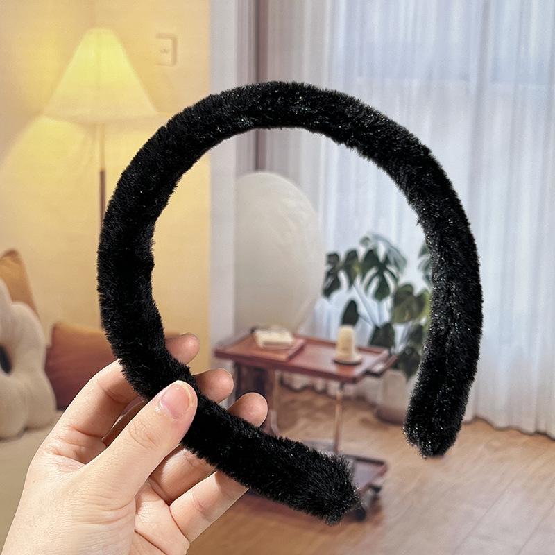 Herbst/Winter Damen Einfaches Bonbonfarbenes Plüsch-Stirnband mit breiter Krempe - Niedliches und vielseitiges Haaraccessoire