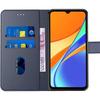 Case for Redmi 10A Magnetic Closure Leather Effect Solid Elegant Navy Blue