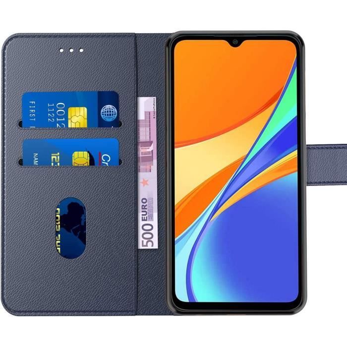 Case for Redmi 10A Magnetic Closure Leather Effect Solid Elegant Navy Blue