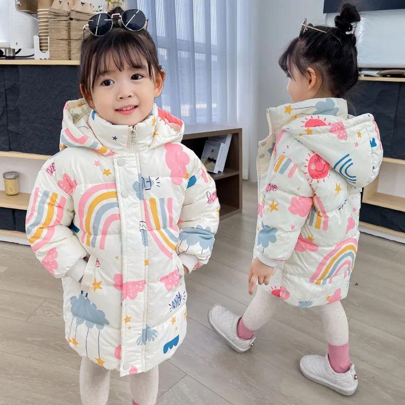 

Girls Boys Down Jacket Winter Coats Children Clothes Hooded Windbreaker Coat for Kids 2-7 Years Cotton Warm Outerwear 90cm