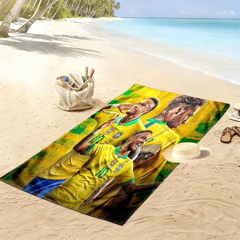 Asciugamano da Spiaggia con Stampa di Neymar, Asciugamano Grande Morbido ad Asciugatura Rapida per Spiaggia Campeggio Nuoto