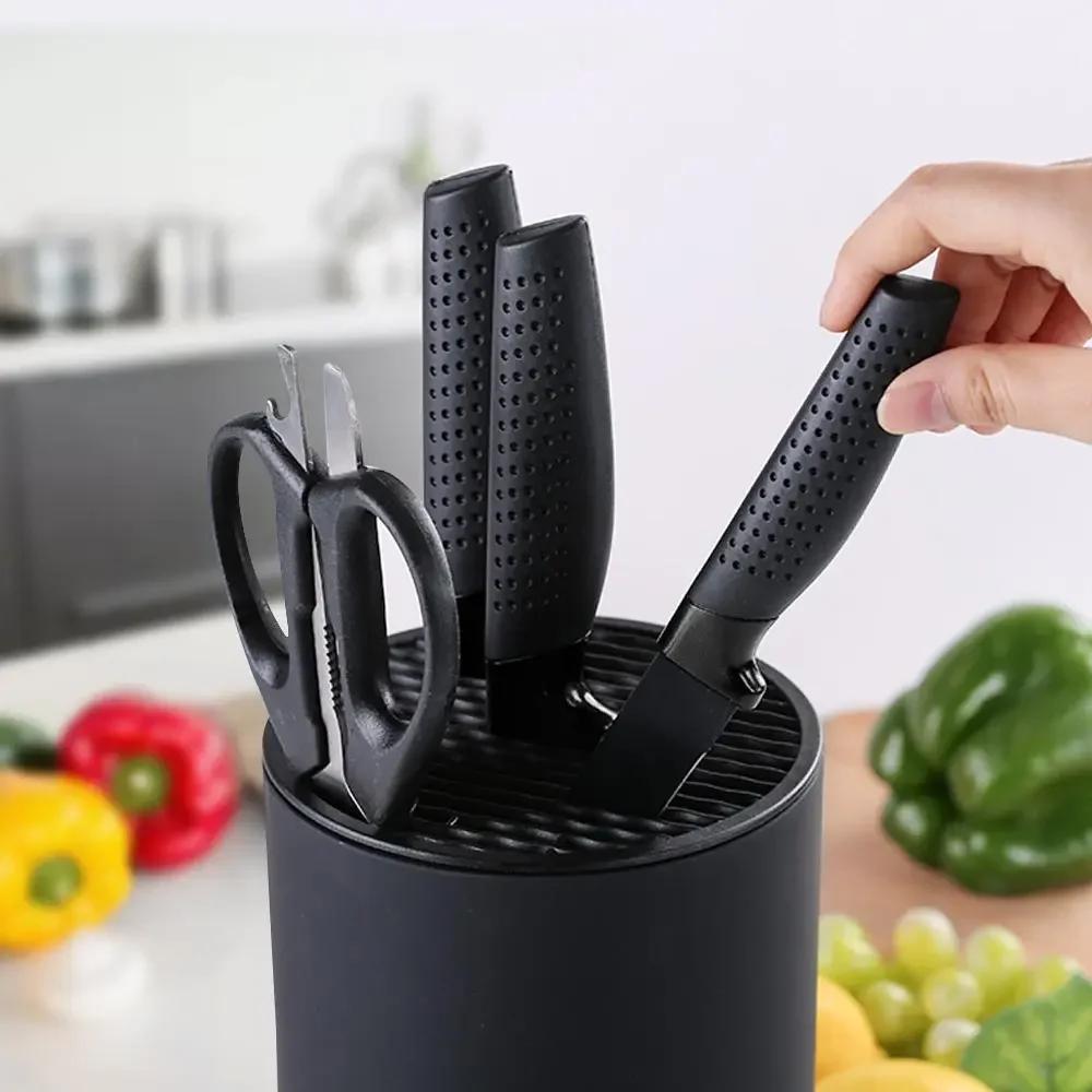Knife Holder Multi-Function Utensil Stand and Storage Box with Drainer for Flatware, Spoon and Forks