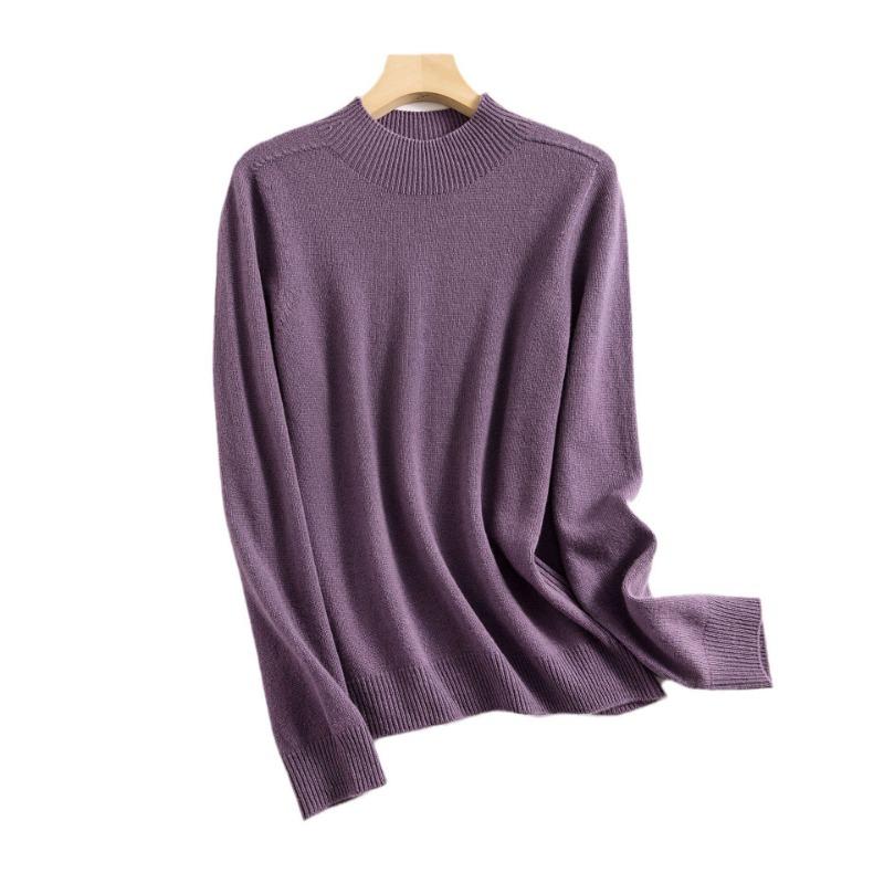 Semi-turtleneck Wool Sweater Women's 0 Solid Color Bottoming Sweater Sweater New Loose Inner Seamless Knitted Top