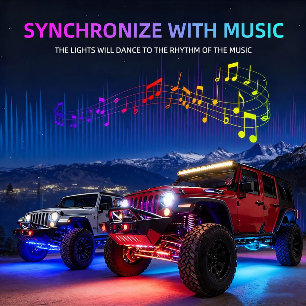 LED Chassis Ambient Light Car Environment Lamp Neon Rock Light APP Control Music Decorating for Pickup Off Road Jeep Vehicle SUV