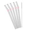 6Pcs Drinking Straw with Brush Set High Borosilicate Glass Flower Bent Straws Set Milk Coffee Shake Cocktail Straw Bar Drinkware