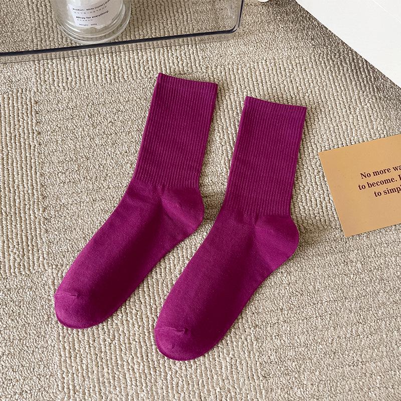 Women's Trendy Candy Color Thin Mid-Calf Socks - Colorful Japanese Style Summer Pile Socks