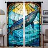 Stained Glass Sealife Blackout Curtains 2 Pieces Home Interior Curtains for Living Room Curtain Tulle for Bedroom Shades Kitchen