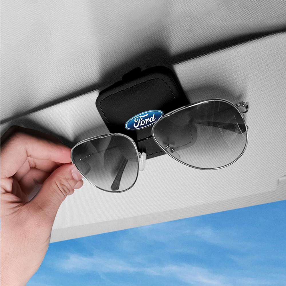 ENNG2 1PCS Car Glasses Clip Sun Visor Logo Accessories for Ford STRACING Focus Fiesta Mondeo Fusion Shelby Edge Kuga Ecosport Mustang