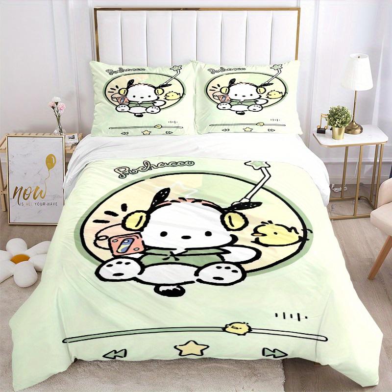3pcs POCHACCO Listening to Music Bedding Set - 1 Soft Quilt Cover + 2 Pillowcases, Machine Washable - Suitable for All Seasons, Perfect Gift