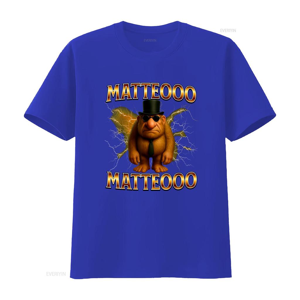 Matteo Funny Italian Brainrot Meme T Shirt Classic Adult S 4XL Unique Design with Lightning and Stylish Character Print