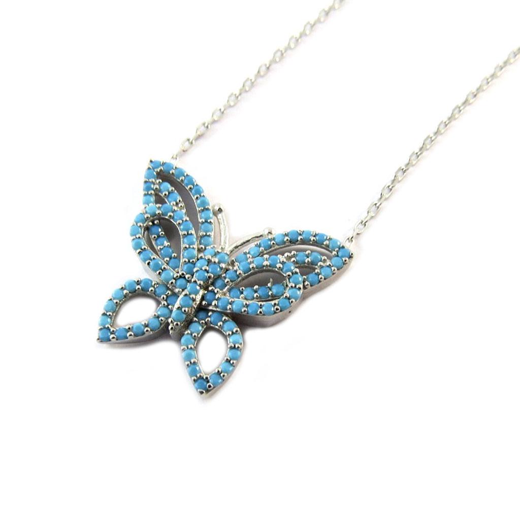 Les Trésors De Lily [P1925] - Sølvkjede 'Papillon Lumière' turkis sølv (rhodiumbelagt)