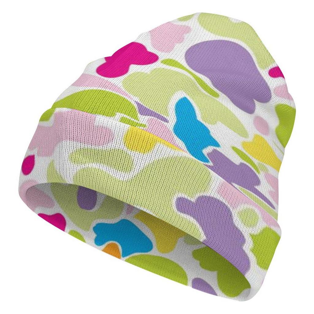Factory Hot Custom logo pink Camo Print Cuffed Beanie Men Women Cloud Camo Cap Outdoor Camouflage Knitted Hat for Daily Wear