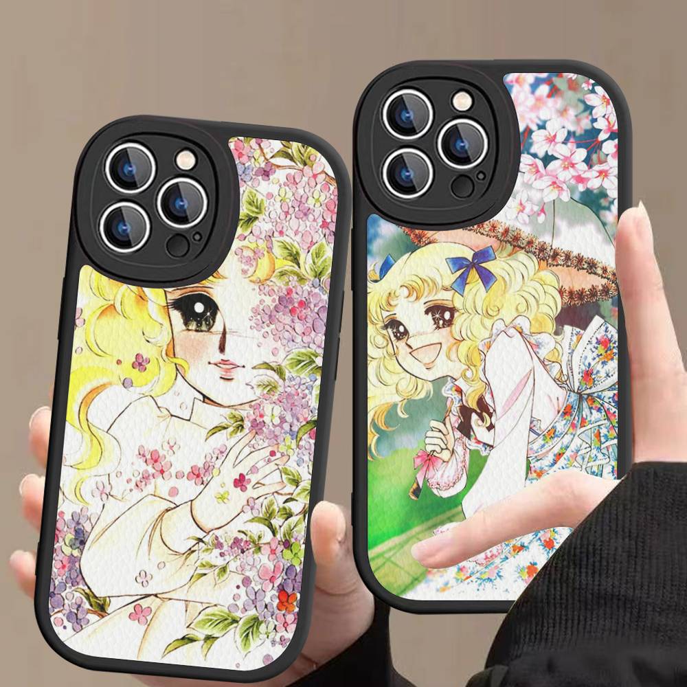Manga Candy Phone Case For IPhone 16 15 14 13 12 11 Pro Max Plus Leather Soft Cover