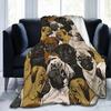 Cute Pug Dog Blanket Animal Bedding Flannel Throw Blanket Soft Cozy Plush Blanket for Couch Bed Sofa Travelling Camping,gifts