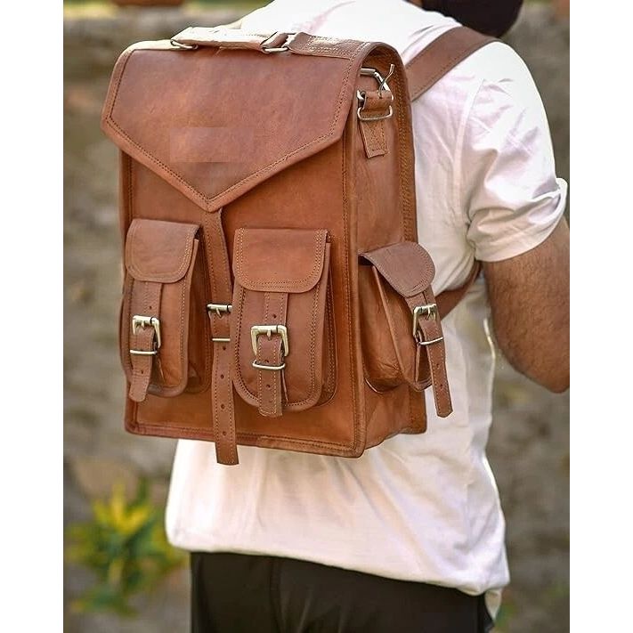 

Кожаный Рюкзак Сумка Настоящий Рюкзак Ноутбук Мужской Путешествия Винтажный Коричневый Новый Настоящий 16 x 12 x 5 in