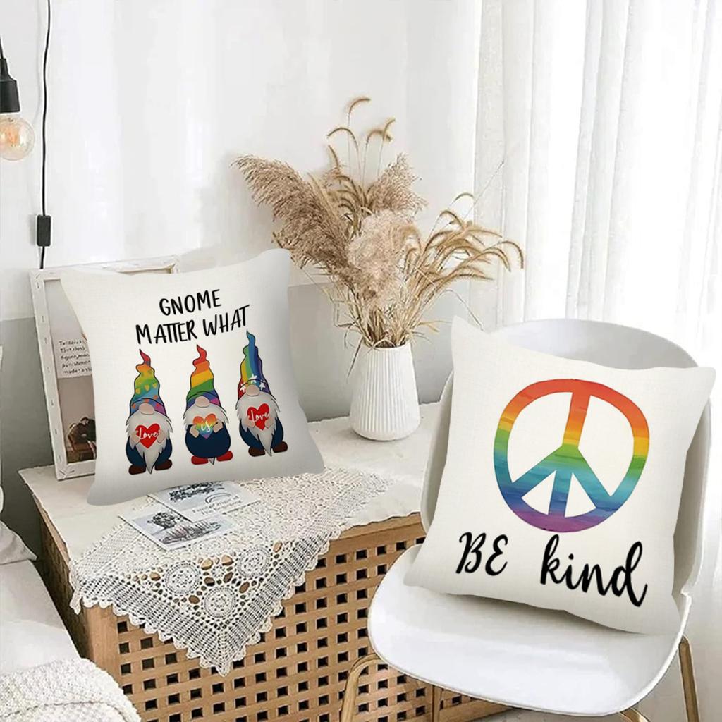 Artistic Rainbow Print Pattern Home Decor Pillowcase Bedroom Living Room Sofa Decoration Polyester Cushion Cover With Zipper