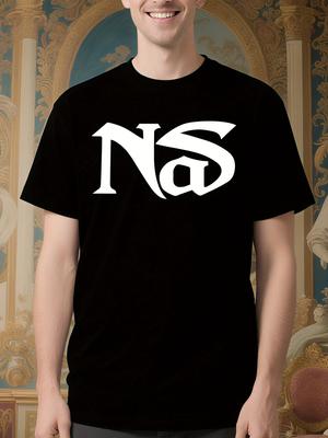 Nas Hip Hop Graphic Tshirt - Bold NS Print Black Cotton C...