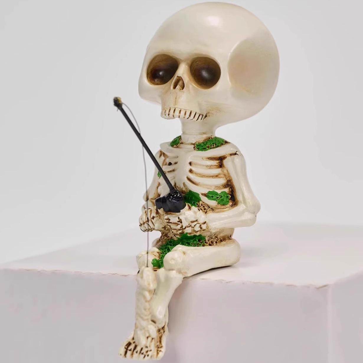 Creativity Halloween Skeleton Witch Fishing Party Giving Middle Finger Octopus Resin Handicrafts and Decorations Home Decor Gift