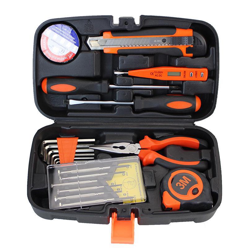 Household Hardware Tool Set: Electric & Impact Drill Combo with Toolbox for Vehicle Repair