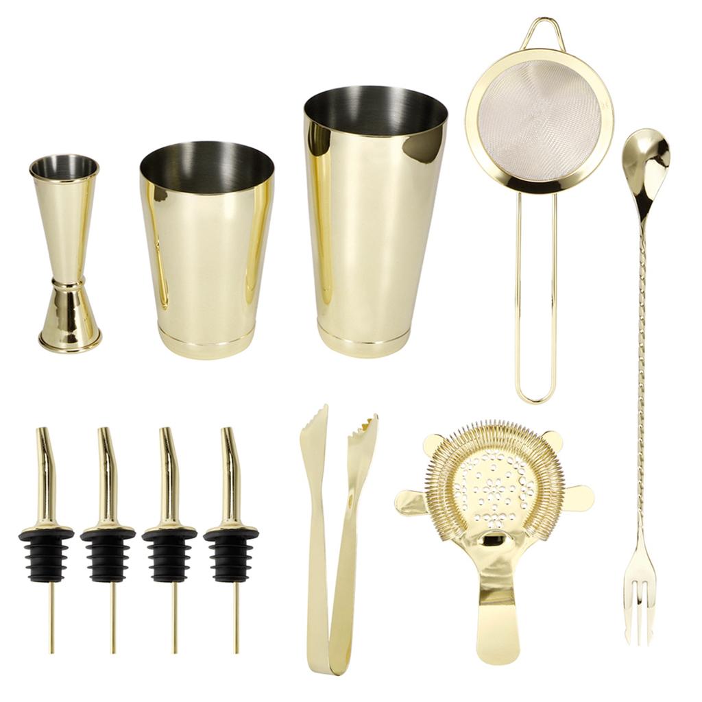 11Pcs/Set Cocktail Shaker Set Stainless Steel Wine Drink Mixer Bartender Tools for Home Bar Club
