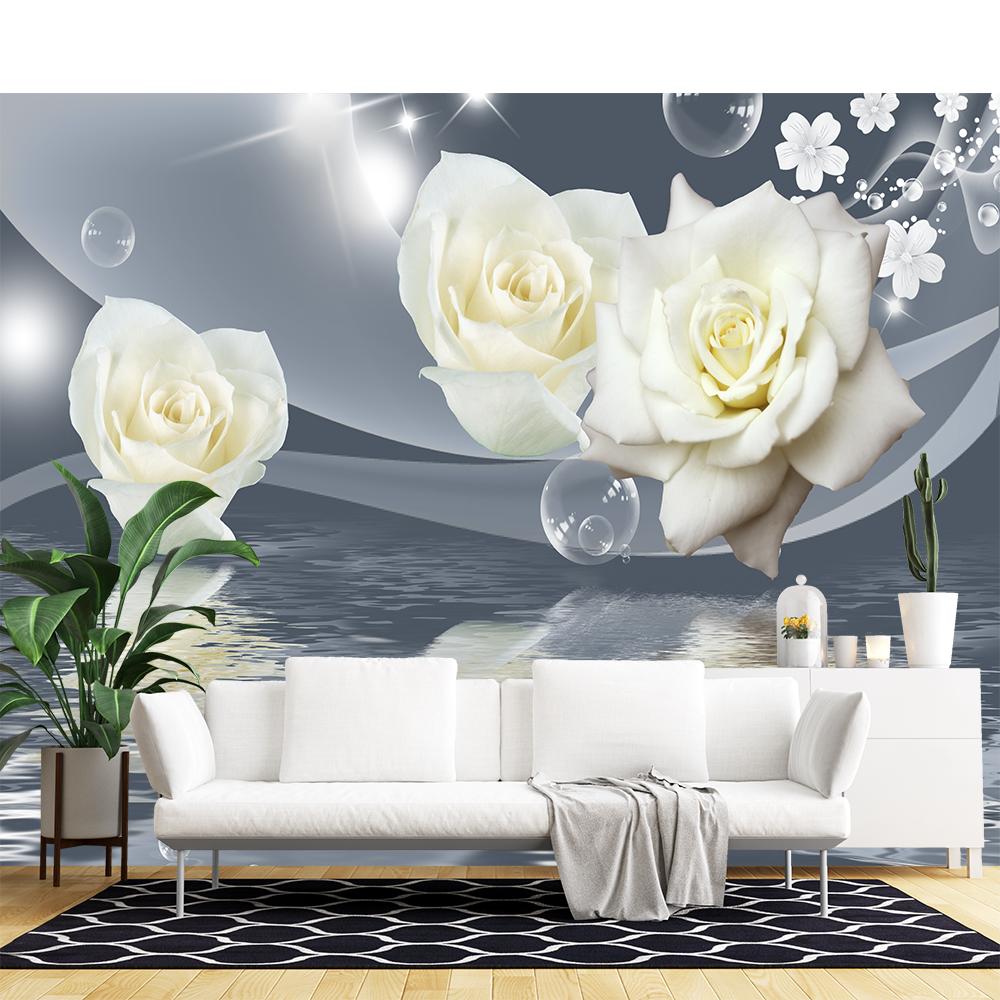 Floral Wallpaper Romantic Rose Swan Lake Mural Living Room Bedroom 3d Flower Wallpaper Home Decor