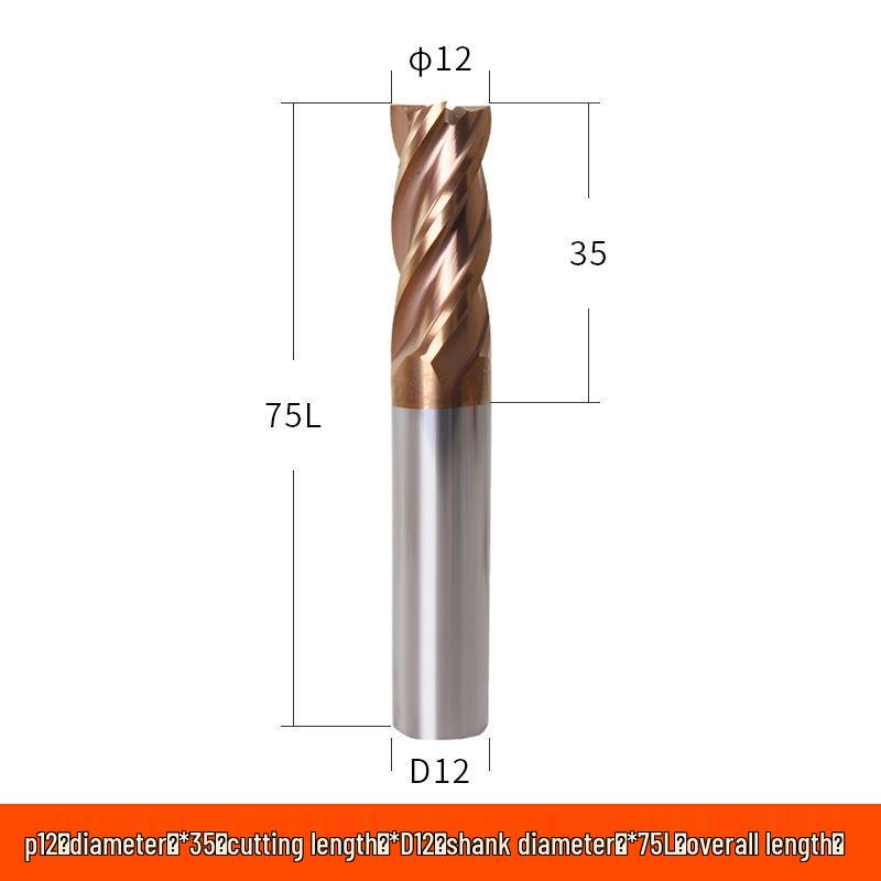 Taiwan 60° Tungsten Carbide 4-Flute Coated End Mill for Steel CNC Machining
