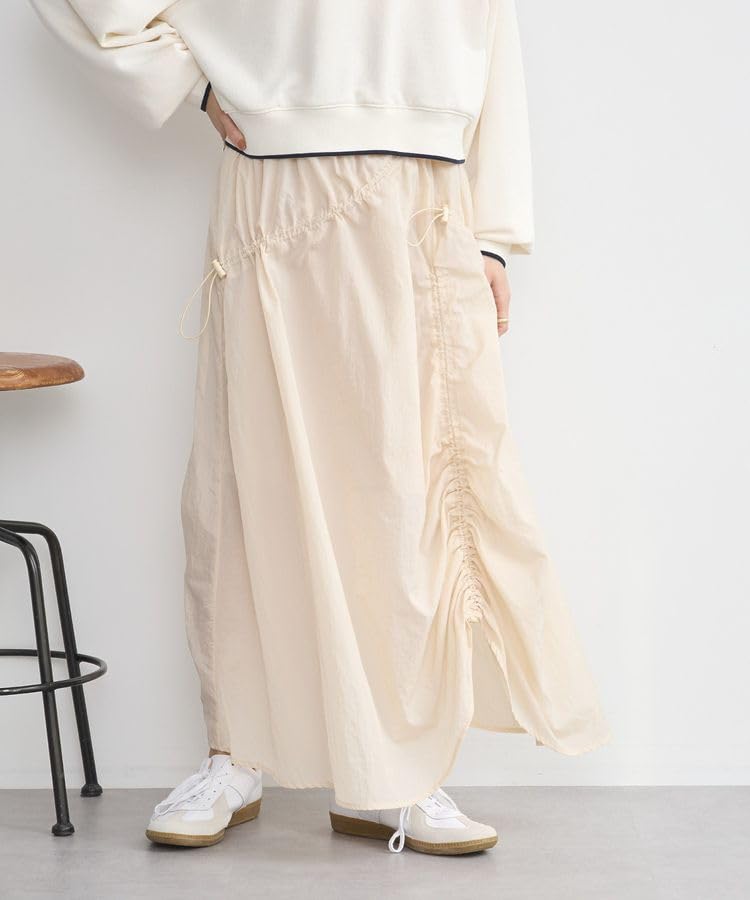 Music Drawstring Gathered Skirt 01000064902 Ivory Free Size [Earth & Ecology]