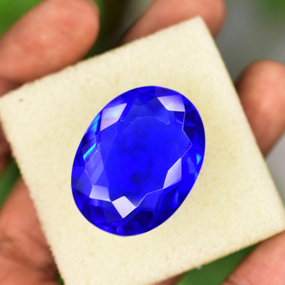 Lab-Created Blue Sapphire Loose Gemstone High Quality 71.9 Ct Oval Cut September Birthday Birthstone