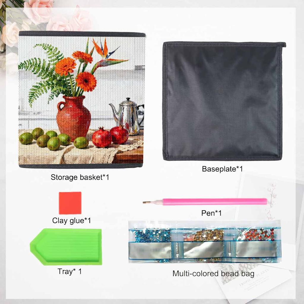 5D Diamond Painting Storage Basket Vases and Fruits Full Round Drill Mosaic Diamond Embroidery Belief In Heart Cross Stitch Kits Home Decor Home Decor