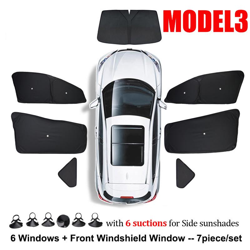 Sun Shade For Tesla Model 3 Highland 2019-2026 Side Window Privacy Sunshade Skylight Blind Sunroof Shading Net Front Windshield