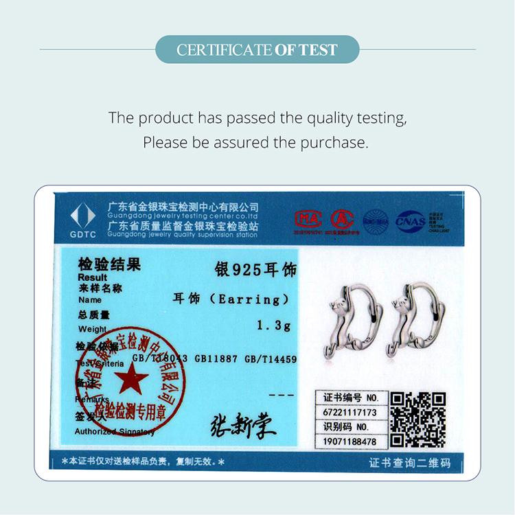 WOSTU Authentic 925 Sterling Silver Delicate Cute Cat Earrings for Women Jewelry Gift