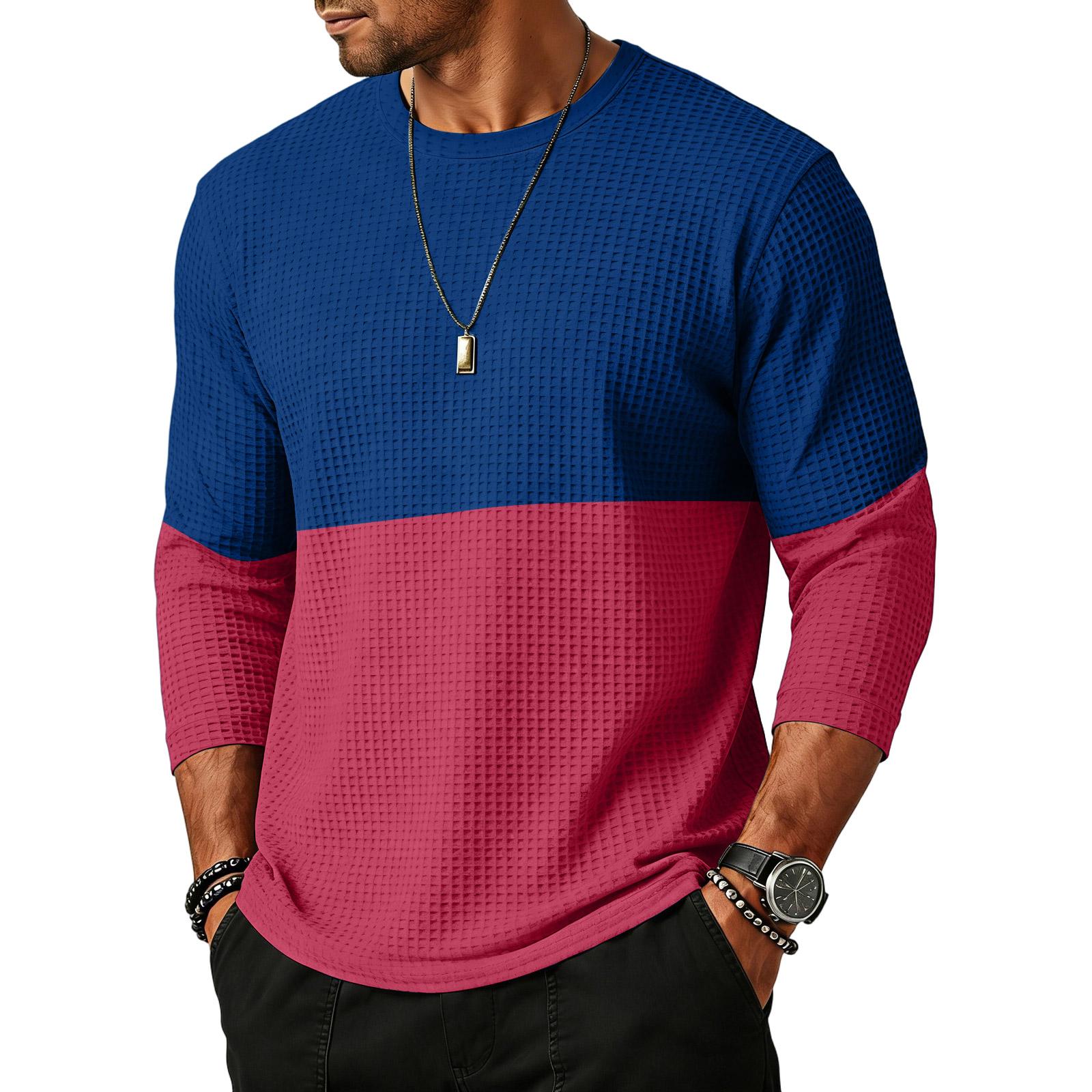 

Чоловіча Спортивна Повсякденна Waverg Футболка з Круглим Вирізом і Рукавами Три Чверті S синій