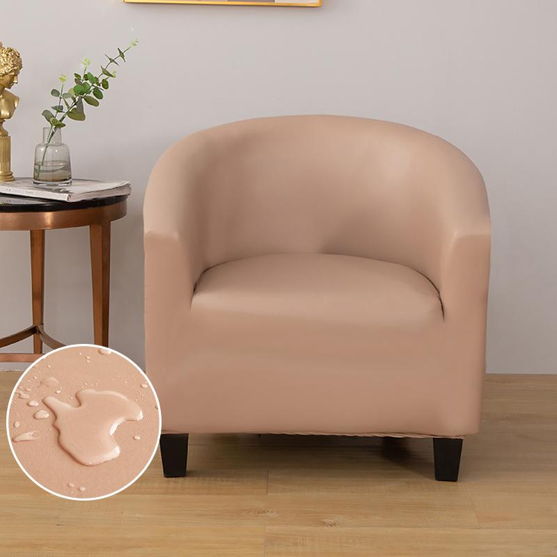 

Водонепроницаемый чехол на клубное кресло из искусственной кожи, чехол на кресло-бочку, чехол на кресло-бочонок, полукруглый чехол на кресло с подлокотниками для гостиной легкие хаки