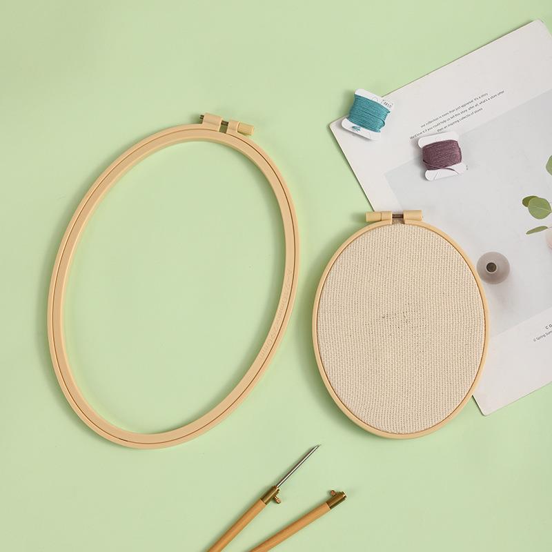 1 Pcs Elliptic Embroidered Stretch Embroidery Hoops Tool Embroidery Cross-Stitch Plastics Frame Hoop Circle Embroidery Shed DIY