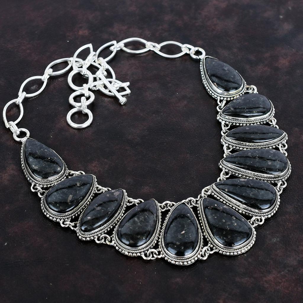 Nummite Gemstone Handmade 925 Sterling Silver Jewelry Necklace 18" AMN-671
