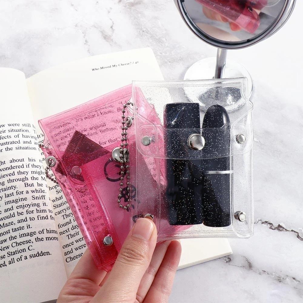 Fashion Girl PVC With Keychain Sequin Key wallet Coin purse Mini Comestic bag Lipstick bag