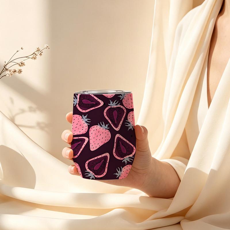 Eggshell Cup 355ml Pink Strawberry Fresh Element Egg Shaped Insulated Cup Car Portable Cup Mini Stainless Cool Cup Travel Cup 355ml Eggshell Cup