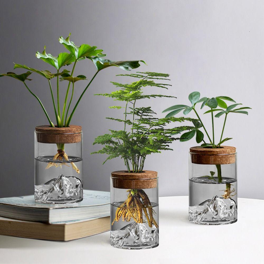 Transparent Hydroponic Flower Holder Glass Flower Pot Mountain Viewing Bottle  Desktop