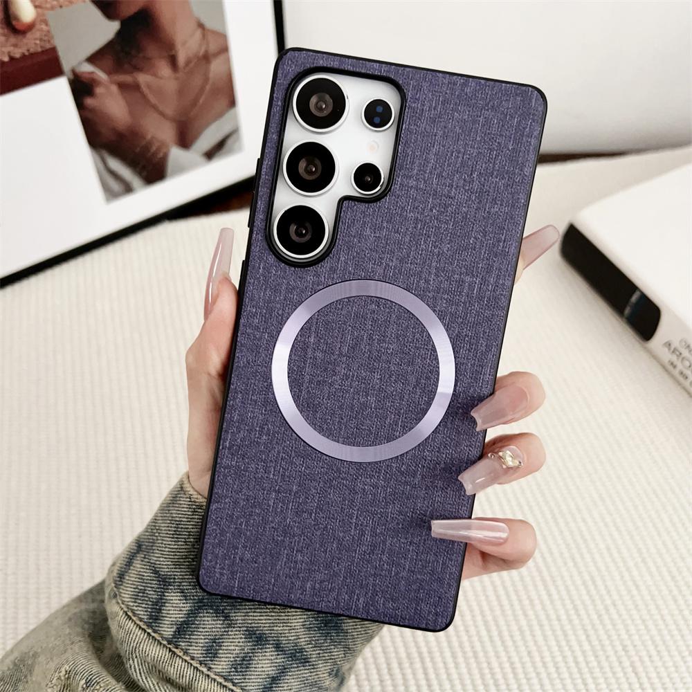 For Magsafe Fabric Cloth Case for Samsung Galaxy S25 S23 Ultra S24 FE S22 S21 Plus A16 A36 Magnetic Solid Color Ultra Thin Cover