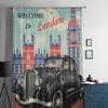 Willkommen in London, Retro-Poster, transparente Vorhänge für Wohnzimmer, transparenter Tüll, Fenstervorhang, Schlafzimmer, Küchendekor, Schleiervorhänge