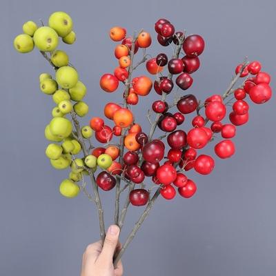 30 Heads Artificial Fruit Branch Green Plants Plastic Simulation Tree Bouquets Realistic Small Fruit Fake Plants